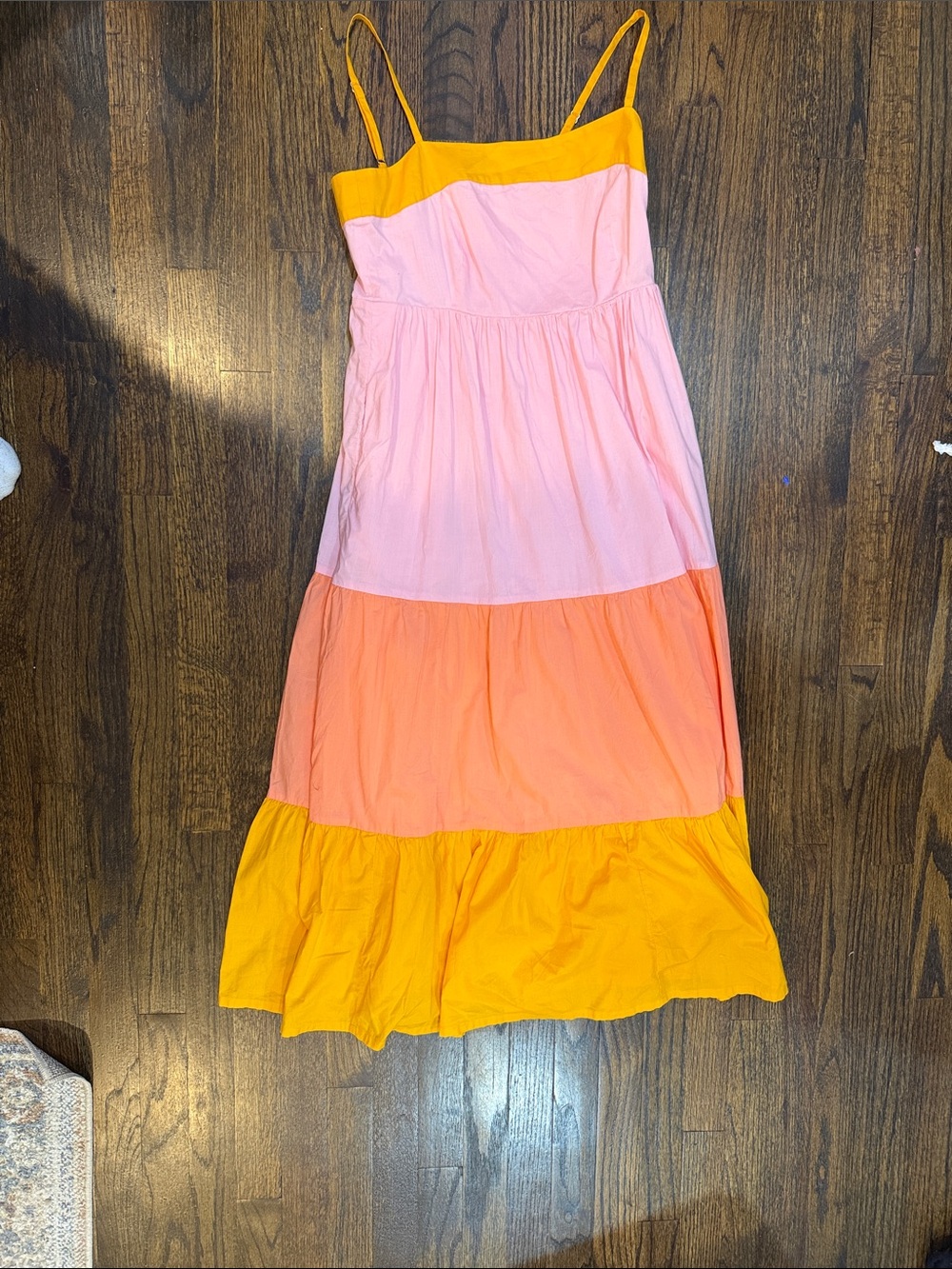 J. Crew Pink, Orange & Yellow Colorblock Maxi Sundress